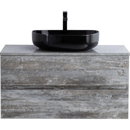 Тумба подвесная со столешницей Cezares MOLVENO 46-80-2C-SO-LG 80 см, Legno Grigio/Marmo Grigio Lucido - фото 