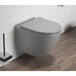 Унитаз подвесной CeramaLux Rimless 2197MH с крышкой микролифт, светло-серый матовый - фото 