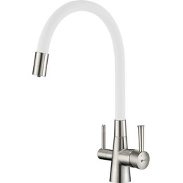 Смеситель для кухни Lemark Comfort LM3075BN-White, никель/белый - фото 