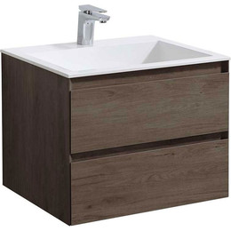 Тумба подвесная с раковиной Vincea Luka 60 см VMC-2L600RO (раковина белая VCB-13600W), тёмный дуб - фото 