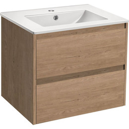 Тумба подвесная с раковиной Vincea Gio 60 см VMC-2G600NO, натуральный дуб - фото 