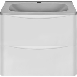 Тумба подвесная с раковиной Vincea Paola 60 см VMC-2P600GW (раковина серая VCB-2VP600G), белый глянец - фото 