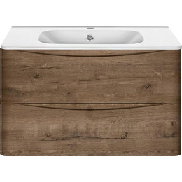 Тумба подвесная с раковиной Vincea Paola 80 см VMC-2P800VO (раковина белая VCB-2VP800W), дуб винтаж - фото 