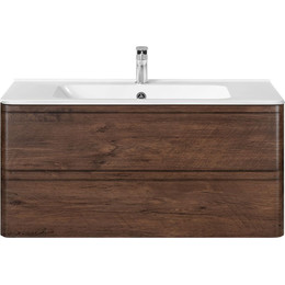 Тумба подвесная с раковиной Vincea Vico 100 см VMC-2V100RW, тёмное дерево - фото 