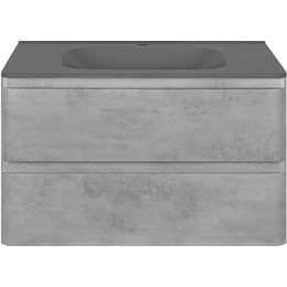 Тумба подвесная с раковиной Vincea Vico 80 см VMC-2V800BT (раковина черная VCB-2VP800B), бетон - фото 