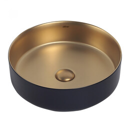 Раковина-чаша Abber Bequem 40 см AC2109BG, золото матовое/черный - фото 