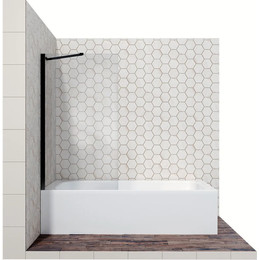 Шторка для ванны Ambassador Bath Screens 800х1400 мм 16041207 с кронштейном, чёрный/прозрачное - фото 