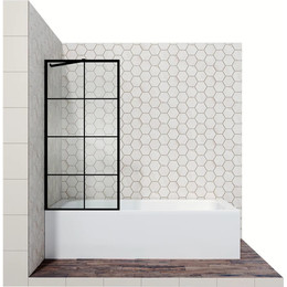 Шторка для ванны Ambassador Bath Screens 800х1400 мм 16041209 с кронштейном, чёрный/прозрачное - фото 