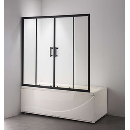 Шторка для ванны Taliente 150 см TA-1514CB, черный/прозрачное - фото 