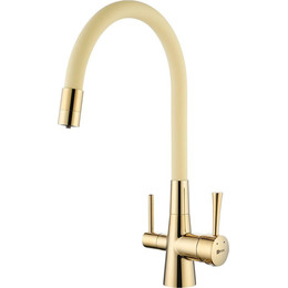 Смеситель для кухни Lemark Comfort LM3075G-Beige, бежевый/золото - фото 