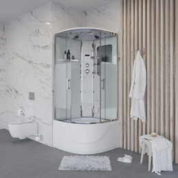 Гидробокс Niagara Ultra NG-309-01R 100x100 см, хром/прозрачное/матовое (безсиликоновая сборка) - фото 