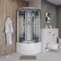 Гидробокс Niagara Ultra NG-709-01R 100x100 см, хром/прозрачное/узор (безсиликоновая сборка) - фото 