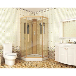 Душевая кабина Niagara Luxe NG-7717GBK 100x100 см, золото/прозрачное - фото 