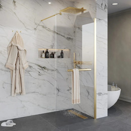 Душевая перегородка Niagara Nova 100 см NG-641-10GOLD с кронштейном, золото/прозрачное - фото 