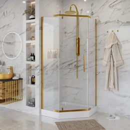 Душевое ограждение Niagara Nova 100x100 см NG-6434-08, золото/прозрачное - фото 