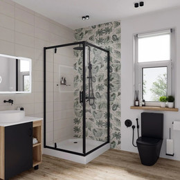 Душевое ограждение Niagara Nova 100x100 см NG-6802-08 BLACK, черный/прозрачное - фото 