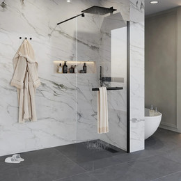 Душевая перегородка Niagara Nova 90 см NG-681-90BLACK с кронштейном, черный/прозрачное - фото 