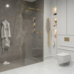 Душевая перегородка Niagara Nova 90 см NG-643-90GOLD с кронштейном, золото/прозрачное - фото 