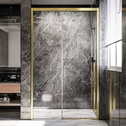 Душевая дверь Veconi Premium Trento 130 см PTD30-G-130-01-C4 (стекло 8 мм), золото/прозрачное - фото 