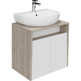 Тумба подвесная со столешницей Kerama Marazzi Pro 60 см PRO.60.2\WHT, дуб орегон/белый глянцевый - фото 