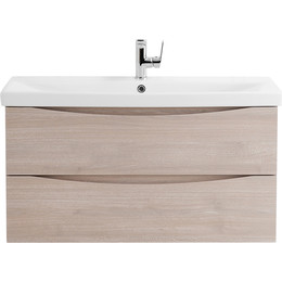 Тумба подвесная с раковиной BelBagno MARINO-CER-800-2C-SO-RG-P 80 см, Rovere Grigio - фото 