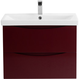 Тумба подвесная с раковиной BelBagno MARINO-CER-700-2C-SO-BRDL-P 70 см, Bordo Lucido - фото 