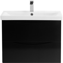 Тумба подвесная с раковиной BelBagno MARINO-CER-700-2C-SO-NL-P 70 см, Nero Lucido - фото 