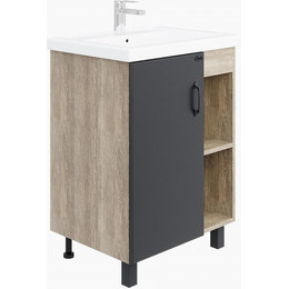 Тумба напольная с раковиной Onika Тимбер 60 см 106116, серый матовый/дуб сонома - фото 