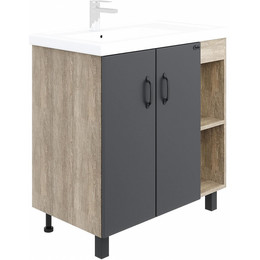 Тумба напольная с раковиной-столешницей Onika Тимбер 80 см 108046, серый матовый/дуб сонома - фото 