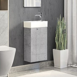 Тумба подвесная с раковиной Comforty Асти 40 см, бетон светлый - фото 