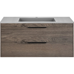 Тумба подвесная с раковиной Vincea Chiara 2D 100 см VMC-2C2100RO (раковина VCB-13100G), тёмный дуб - фото 