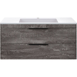 Тумба подвесная с раковиной Vincea Chiara 2D 100 см VMC-2C2100GS (раковина VCB-13100W), cерый камень - фото 