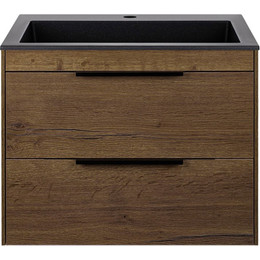 Тумба подвесная с раковиной Vincea Chiara 2D 60 см VMC-2C2600TO (раковина VCB-13600B), дуб табак - фото 