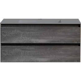 Тумба подвесная с раковиной Vincea Luka 100 см VMC-2L100GS (раковина VCB-13100G), серый камень - фото 
