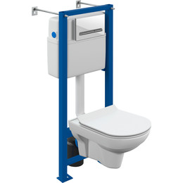 Инсталляция Cersanit Vector с подвесным унитазом City Co Dpl Eo Slim A64439 (кнопка Pilot стекло, белый) - фото 