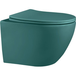 Унитаз подвесной безободковый Abber Bequem AC1101MBG с крышкой микролифт, зеленый матовый, Цвет производителя: зелёный - фото 