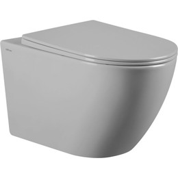 Унитаз подвесной безободковый Abber Bequem AC1103MG с крышкой микролифт, серый матовый, Цвет производителя: серый - фото 