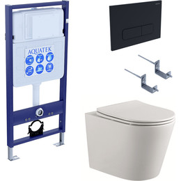 Инсталляция Aquatek Standart 50 INS-0000012 с подвесным унитазом Aquatek Вега AQ1904-00 (кнопка KDI-0000017 чёрная) - фото 