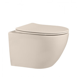 Унитаз подвесной безободковый Abber Bequem AC1101MBE с крышкой микролифт, бежевый матовый, Цвет производителя: бежевый - фото 