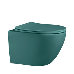 Унитаз подвесной безободковый Abber Bequem AC1101MBG с крышкой микролифт, зеленый матовый, Цвет производителя: зелёный - фото 