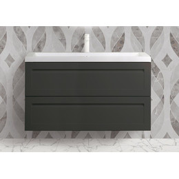 Тумба подвесная с раковиной Art&Max AM-Platino-1000-2C-SO-GM-Cer 100 см, серый матовый - фото 