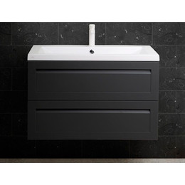 Тумба подвесная с раковиной Art&Max AM-Platino-900-2C-SO-GM-Cer 90 см, серый матовый - фото 
