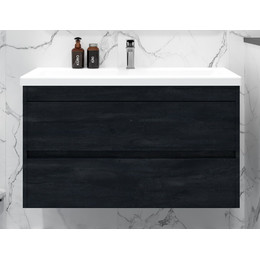 Тумба подвесная с раковиной Art&Max Family-M-900-2C-SO-HC 90 см, угольный камень - фото 