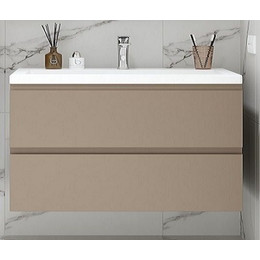 Тумба подвесная с раковиной Art&Max AM-Bianchi-1000-2C-SO-CM 100 см, эмаль капучино матовый, Цвет фасада: бежевый - фото 