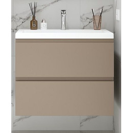 Тумба подвесная с раковиной Art&Max AM-Bianchi-750-2C-SO-CM 75 см, эмаль капучино матовый, Цвет фасада: бежевый - фото 