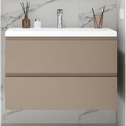 Тумба подвесная с раковиной Art&Max AM-Bianchi-900-2C-SO-CM 90 см, эмаль капучино матовый, Цвет фасада: бежевый - фото 