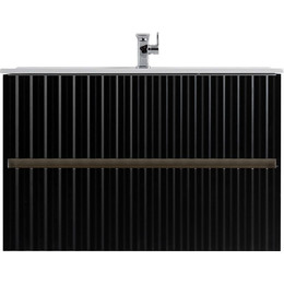 Тумба подвесная с раковиной Art&Max AM-ELEGANT-900-2C-SO-NM-LED 90 см, чёрный матовый, Цвет фасада: чёрный матовый - фото 