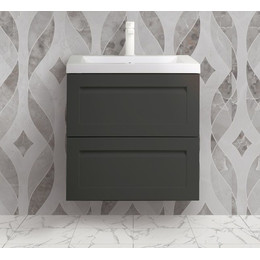 Тумба подвесная с раковиной Art&Max AM-Platino-600-2C-SO-GM-Cer 60 см, серый матовый - фото 