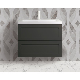 Тумба подвесная с раковиной Art&Max AM-Platino-800-2C-SO-GM-Cer 80 см, серый матовый - фото 