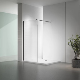 Душевая перегородка Veconi Korato 120 см KR72B-120-01-C7 (стекло 8 мм) с кронштейном в комплекте, черный/прозрачное - фото 